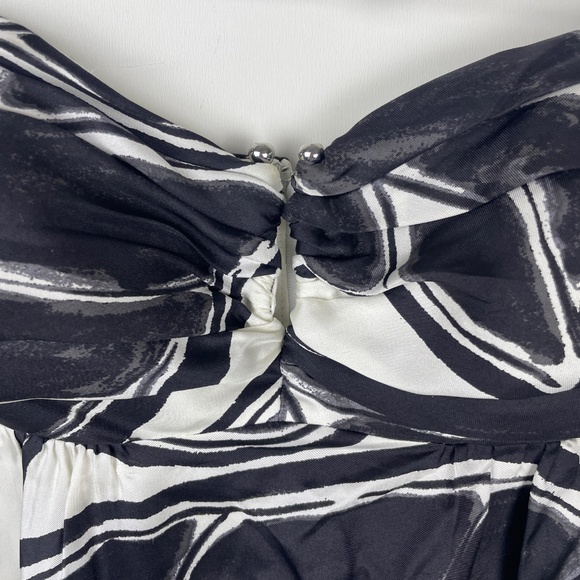 WHBM Strapless Black and White Leaf Silk Cocktail Dress - Picture 8 of 13